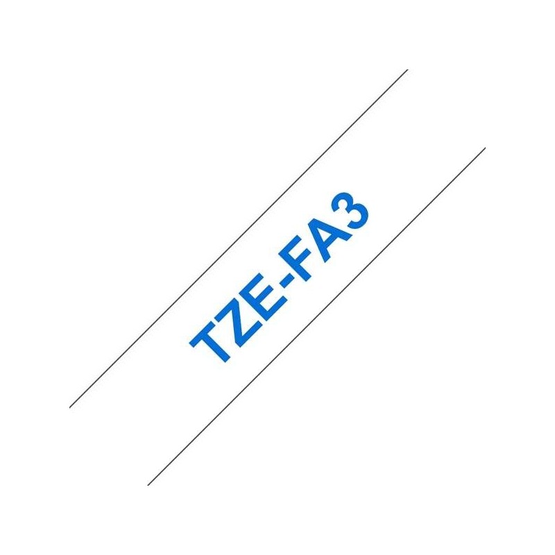 Brother TZeFA3 Ruban d'Étiquettes Textile Générique - Texte Bleu sur Fond Blanc - Largeur 12mm x 3 mètres