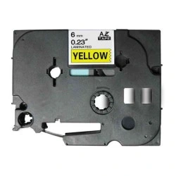 Brother TZe611 Compatible Laminated Label Tape - Black Text on Yellow - Width 6mm x 8 metres