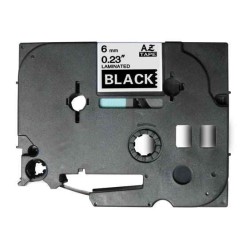 Brother TZe315 Compatible Laminated Label Tape - White Text on Black - Width 6mm x 8 metres