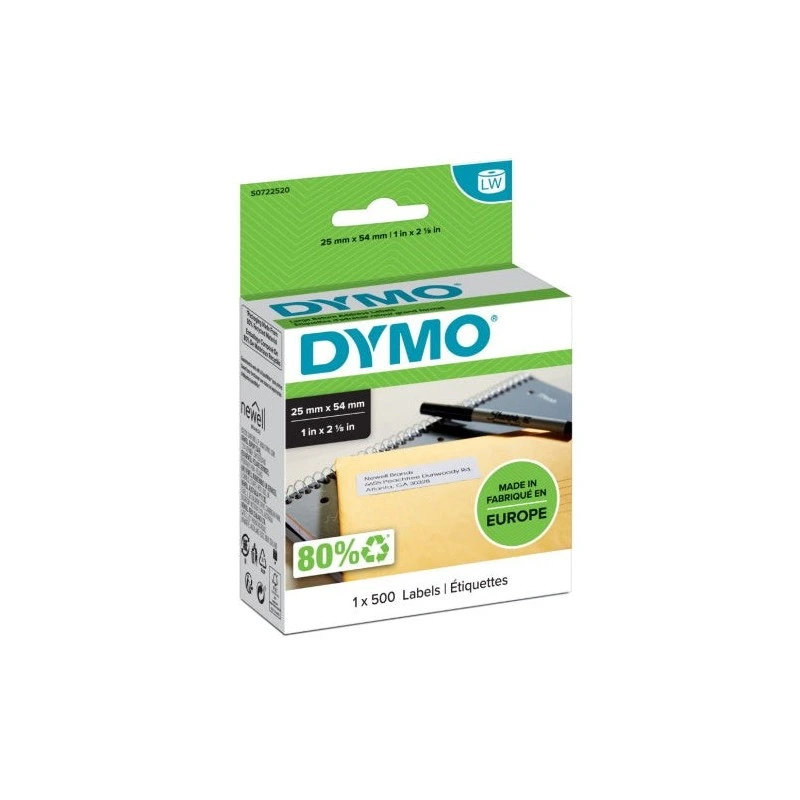 Dymo LabelWriter 11352 Etiquetas Originales Multiusos Autoadhesivas - 25x54mm - 500 Unidades - S0722520