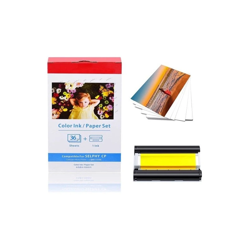 Pacote de tinta genérico Canon KP-36IP e papel fotográfico de 36 folhas, 100x148 mm - substitui 7737A001