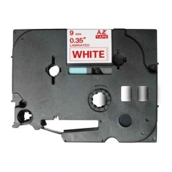 Brother TZe222 Fita Laminada Genérica de Etiquetas - Texto vermelho sobre fundo branco - Largura 9mm x 8 metros