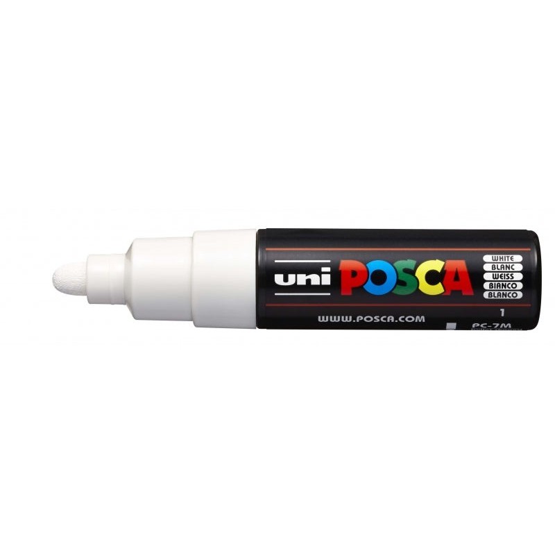 Posca PC-7M Paint Marker - Bullet-Shaped Polyester Tip 4.5-5.5mm - Water-Based Ink - Light Resistant - White