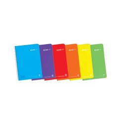 Enri Plus Cahier Spirale Format Folio Réglé 2.5mm - 80 Feuilles 90gr avec Marge - Couverture en Plastique - Coloris Assortis