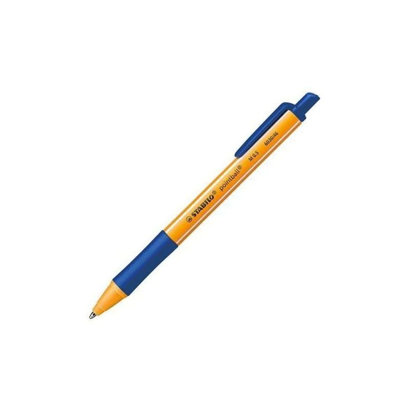 Stabilo Pointball Boligrafo Retractil - Punta de 1mm - Tinta con Base de Aceite - Recargable - 79% Plastico Reciclado - Grip