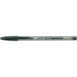 Bic Cristal Large Esferográfica - Ponta Grossa de 1,6mm - Traço de 0,60mm - Tinta com Base de Óleo - Translúcido - Cor Preto