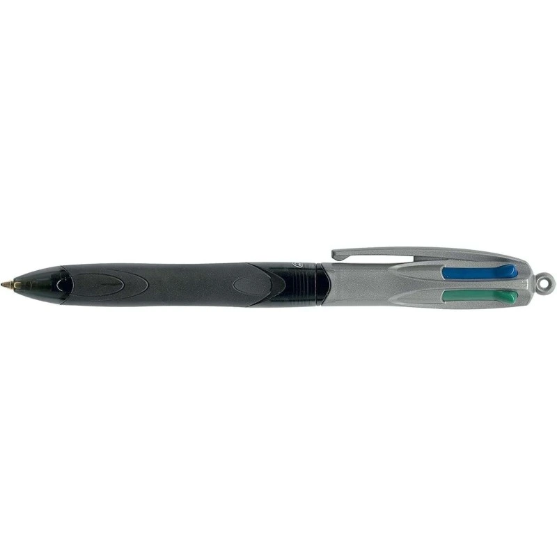 Bic 4 Colours Grip Pro Stylo à Bille Rétractable avec Grip - Pointe Moyenne de 1mm - Tracé de 0.4mm - Encre à Base d'Huile