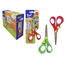 Bismark Bat School Scissors 13cm with Quality Brake - Plastic Handles - Blunt Tip - 2 Assorted Colours
