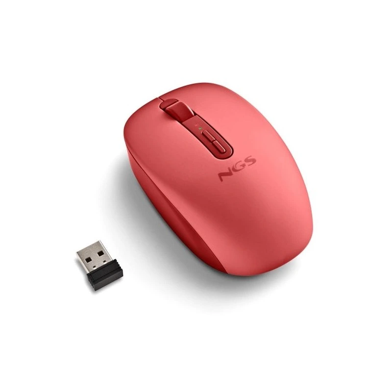 NGS Fog Dual Rato Sem Fios 1600 dpi - Bluetooth 5.2 e 2.4 GHz - 3 Botões - Silencioso - Cor Vermelha