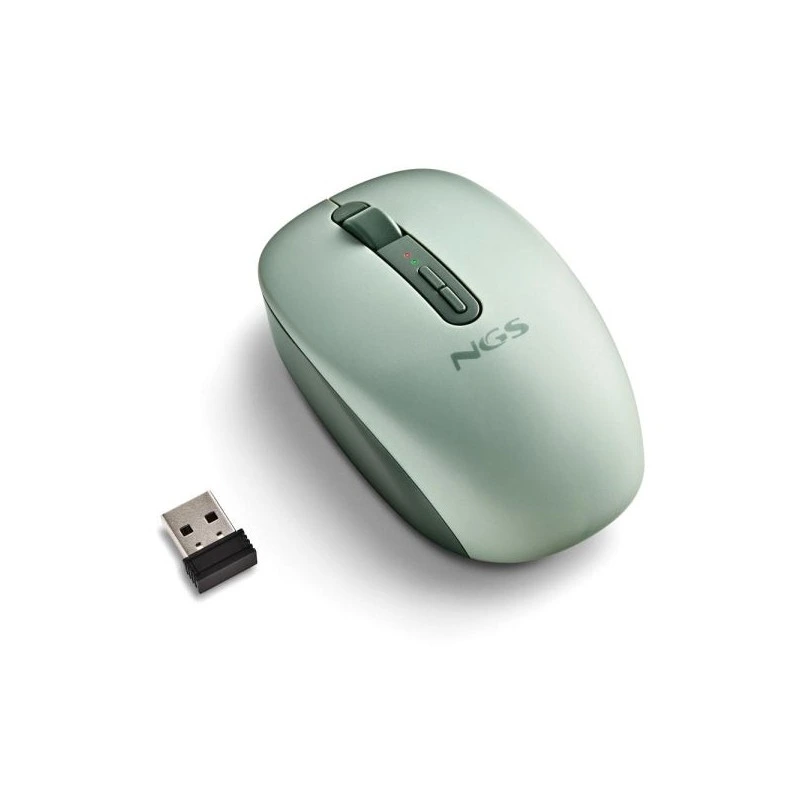 NGS Fog Dual Raton Inalambrico 1600 dpi - Bluetooth 5.2 y 2.4 GHz - 3 Botones - Silencioso - Color Verde