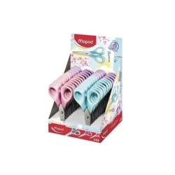 Maped Sensoft Ciseaux Scolaires Bouts Ronds 13cm - Lames en Acier Inoxydable - Manche en Plastique Symétrique - Coloris Pastel