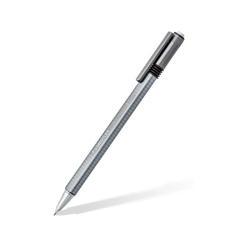 Staedtler Triplus Micro 774 Portaminas 0.7mm - Punta Retractil - Diseño Ergonomico - Color Gris