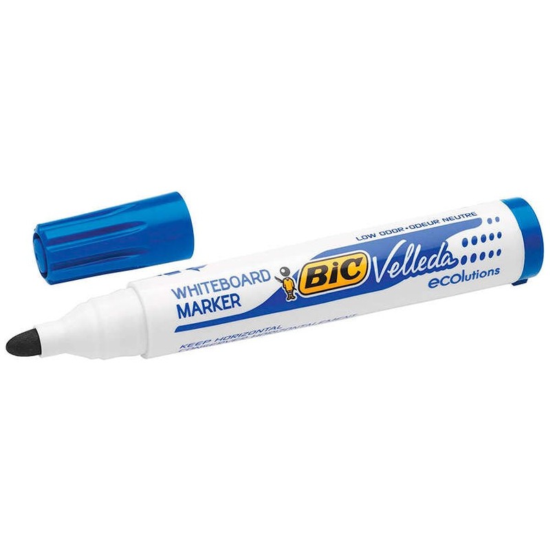 Bic Velleda 1701 ECOlutions Marqueurs pour Tableau Blanc - Pointe Ronde - Trait de 1.5 mm - Encre à Base d'Alcool - Écologique