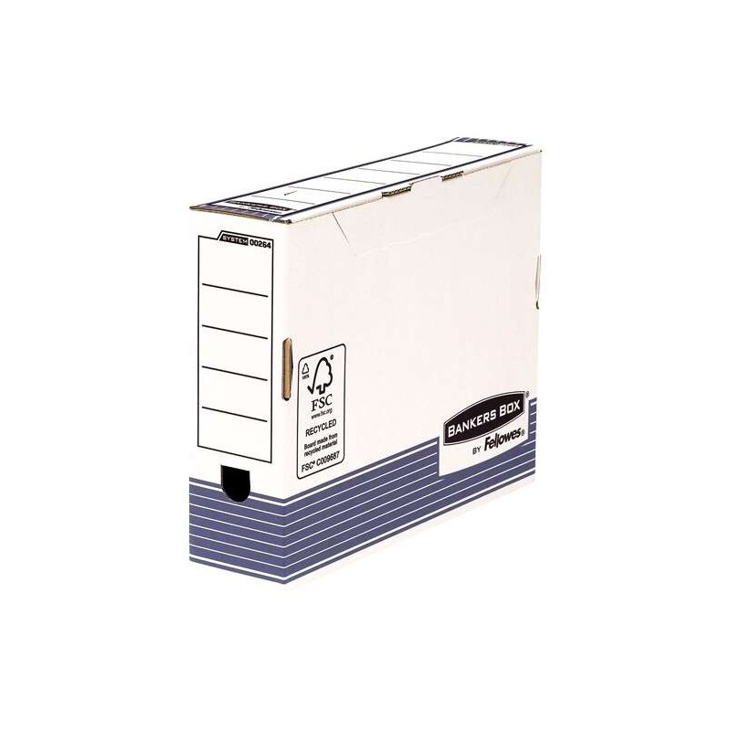 Fellowes Bankers Box Permanent Archive Box 80mm A4 - Fastfold Automatic Assembly - Recycled Cardboard, FSC Certification