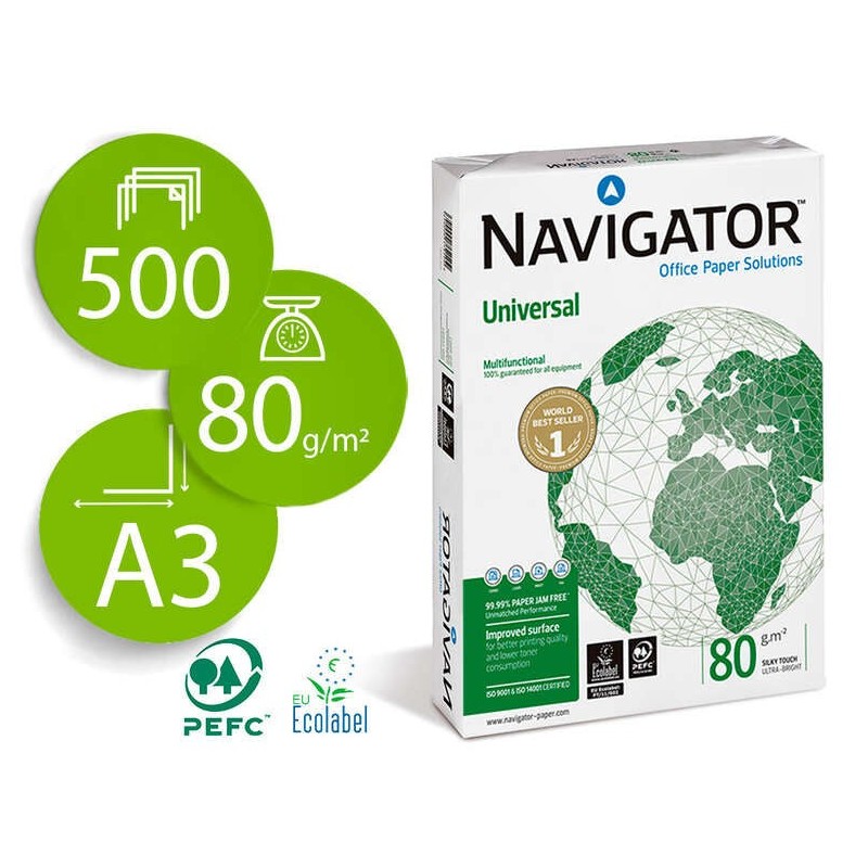 Navigator Papel A3 80gr 297x420mm (500 Hojas) Blanco
