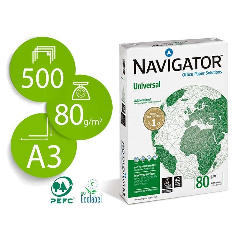 Navigator Papel A3 80gr 297x420mm (500 Hojas) Blanco