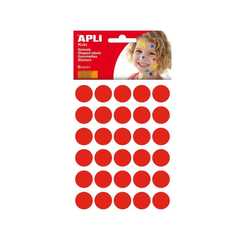 Apli Saco de 180 Gomets Redondos Ø 20mm - Adesivo Permanente - Desenvolvimento de Competências e Criatividade - Ideal para