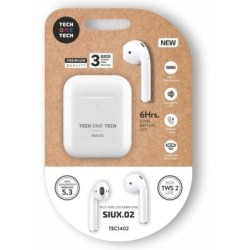 TechOneTech SIUX.02 Auriculares Inalambricos Bluetooth TWS - Hasta 20h de Reproduccion - IPX5 - Color Blanco