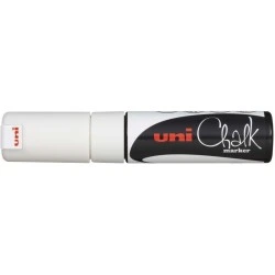 Uni-ball PWE-8K Liquid Chalk Marker - 8mm Chisel Tip - Wet Erase - Rain Resistant - Colour White