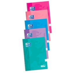 Oxford School Classic Spiral Notebook Extra-Hard Cover Write&Erase - Folio 4x4 with Margin - 80 Sheets - Assorted Colours