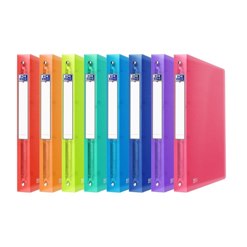 Oxford Urban A4 Classeur à Anneaux - Couverture en Plastique Translucide - Dos de 40mm - 4 Anneaux de 30mm - Coloris Assortis