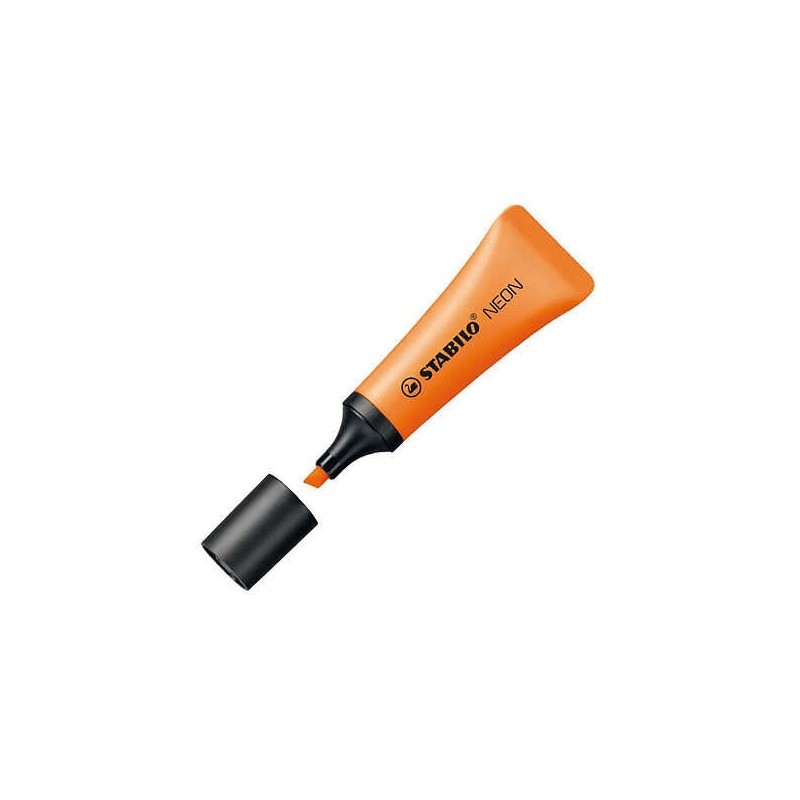 Stabilo Neon 72 Highlighter - Line Width between 2 and 5mm - Water-Based Ink - Tube-Shaped Body - Orange