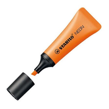 Stabilo Neon 72 Surligneur Fluorescent - Trait entre 2 et 5mm - Encre à Base d'Eau - Corps en Forme de Tube - Couleur Orange