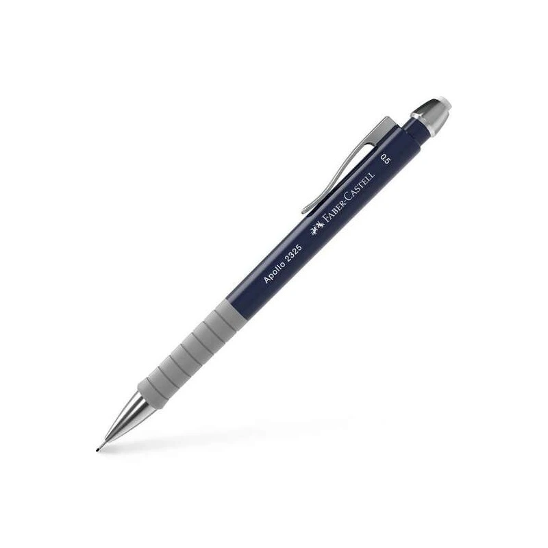Faber-Castell Apollo Mechanical Pencil - 0.5mm Line - Ergonomic Grip - Built-in Eraser - Dark Blue Body