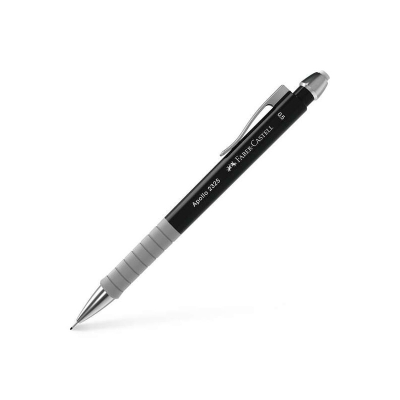 Faber-Castell Apollo Mechanical Pencil - 0.5mm Line - Ergonomic Grip - Built-In Eraser - Black Body