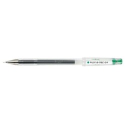 Pilot Esferográfica de Gel G-Tec C4 - Extra Fina - Recarregável - Ponta de Bola 0,4mm - Traço 0,2mm - Cor Verde