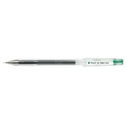 Pilot G-Tec C4 Gel Ballpoint Pen - Extra Fine - Refillable - 0.4mm Ball Tip - 0.2mm Line Width - Green Colour