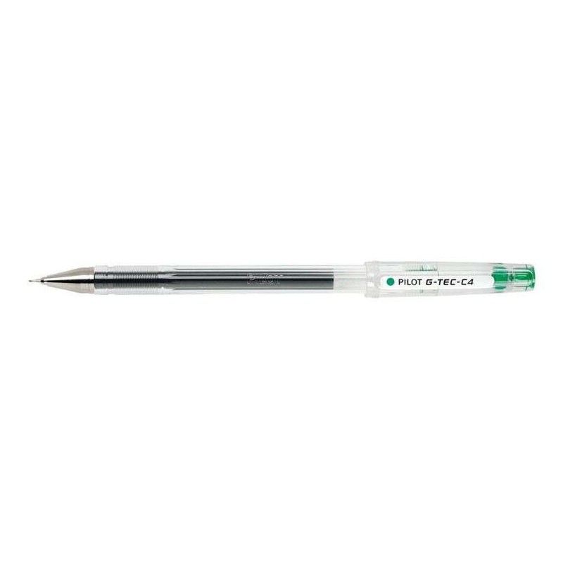 Pilot Stylo Gel G-Tec C4 - Extra Fin - Rechargeable - Pointe Bille 0.4mm - Tracé 0.2mm - Couleur Vert