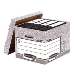 Fellowes Bankers Box Archive Storage Container - Fastfold Automatic Assembly - Recycled Board with FSC Certification - Grey