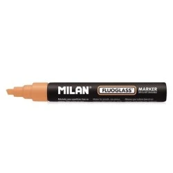 Milan Fluoglass Marqueur pour Surfaces Lisses - Pointe Biseautée - Trait de 2 - 4mm - Encre à l'Eau - Effaçage Facile - Couleur