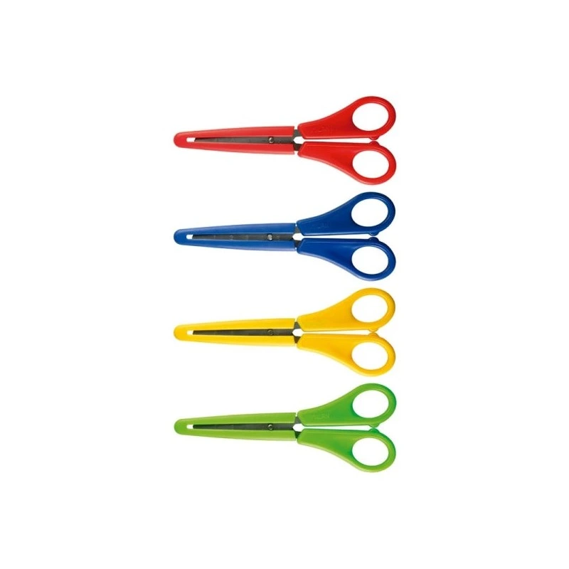 Milan Tijeras con Funda - Regla Integrada de 5cm - Punta Redondeada - Acero Inoxidable de 14.7cm - Colores Surtidos
