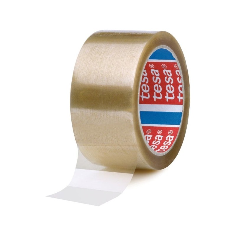 Tesa 4089 Precinto de Embalar 50mm x 66 Metros - Fabricado en Polipropileno - Adhesivo de Caucho Natural - Transparente