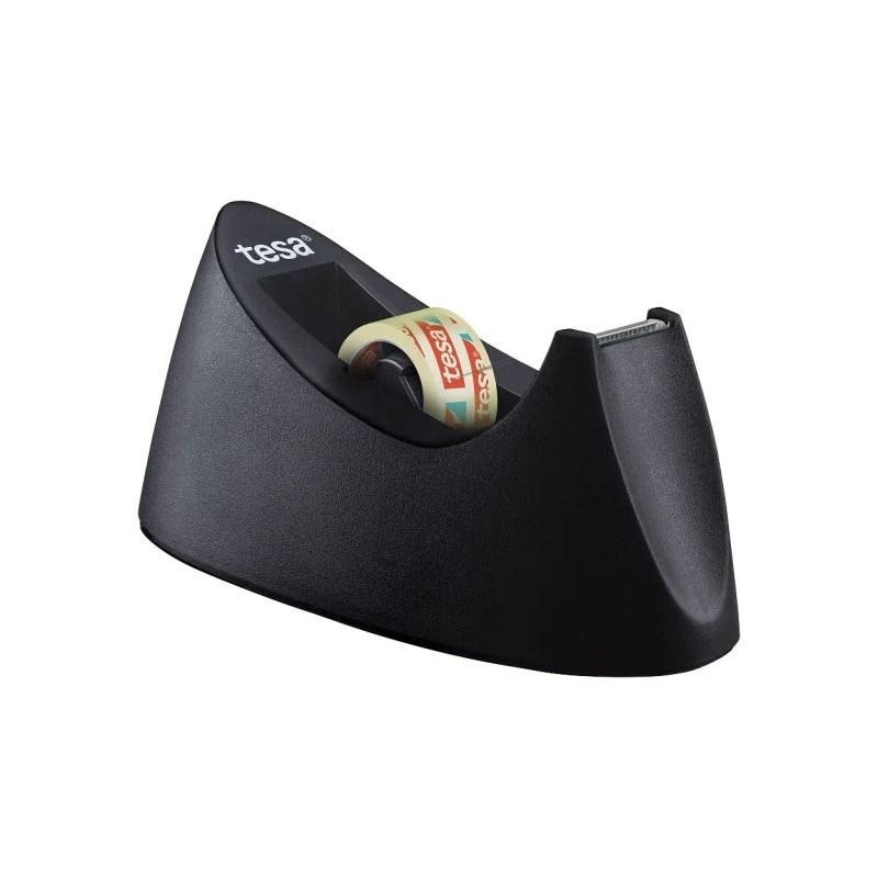 Tesa Curve Pack de Dispensador de Fita-cola + 1 Rolo de Fita 19mm x 10m - Para Fitas até 19mm x 33m - Cor Preto