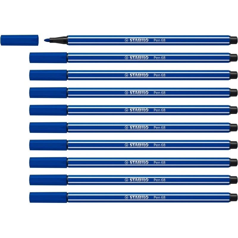Stabilo Pen 68 Fibre-Tip Marker - Approx. 1mm Line - Water-Based Ink - Navy Blue