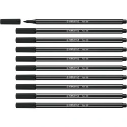 Stabilo Pen 68 Marcador de Ponta de Fibra - Traço de 1mm aprox. - Tinta à Base de Água - Cor Preto