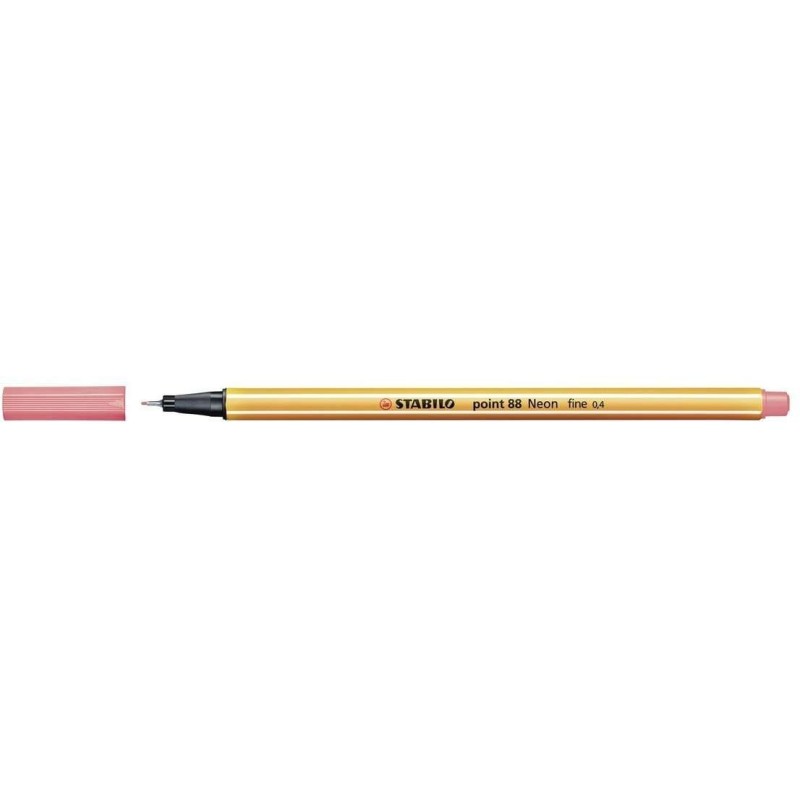 Stabilo Point 88 Feutre Fin Pointe Fibre - Trait de 0.4 mm - Encre à l'Eau - Couleur Rouge Néon