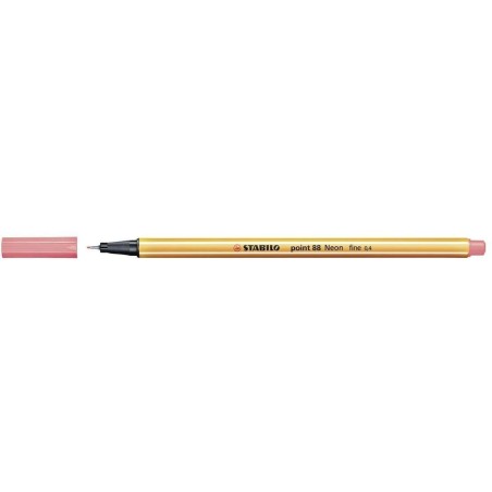 Stabilo Point 88 Feutre Fin Pointe Fibre - Trait de 0.4 mm - Encre à l'Eau - Couleur Rouge Néon