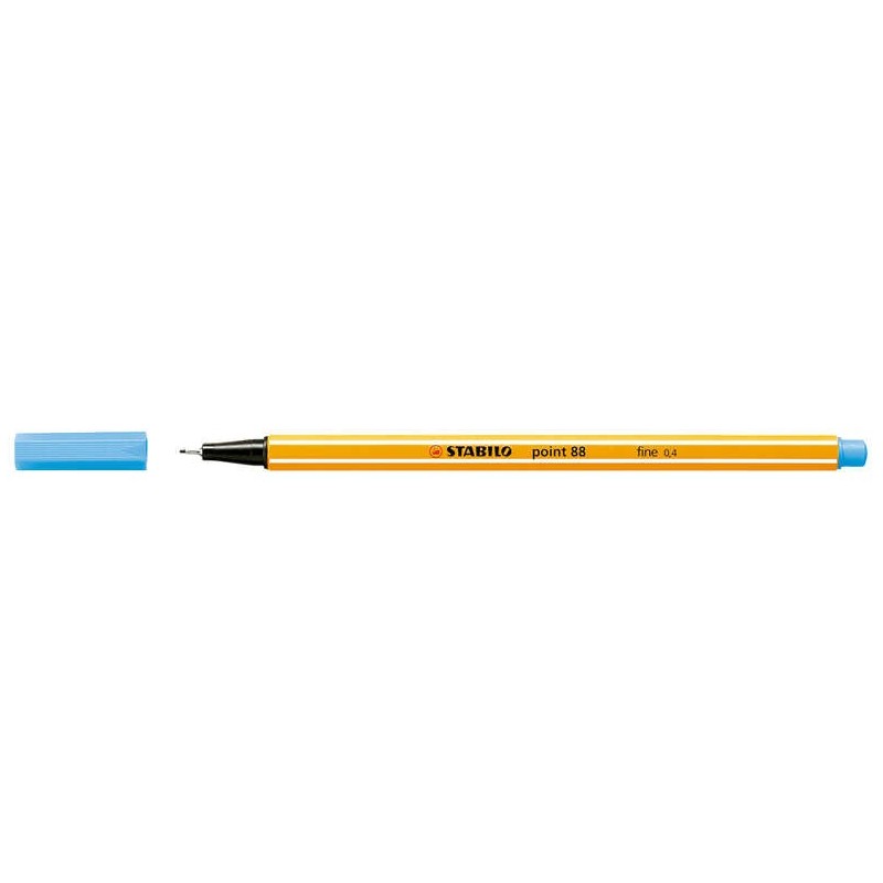 Stabilo Point 88 Feutre Fin Pointe Fibre - Trait de 0.4 mm - Encre à l'Eau - Couleur Bleu Ciel