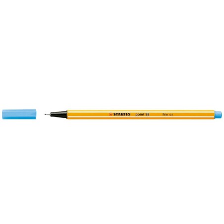 Stabilo Point 88 Feutre Fin Pointe Fibre - Trait de 0.4 mm - Encre à l'Eau - Couleur Bleu Ciel