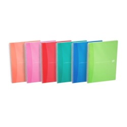 Oxford Office My Colours Caderno de Espiral A4 - Capa de Plástico - 5x5 - 90 Folhas - Cores Sortidas