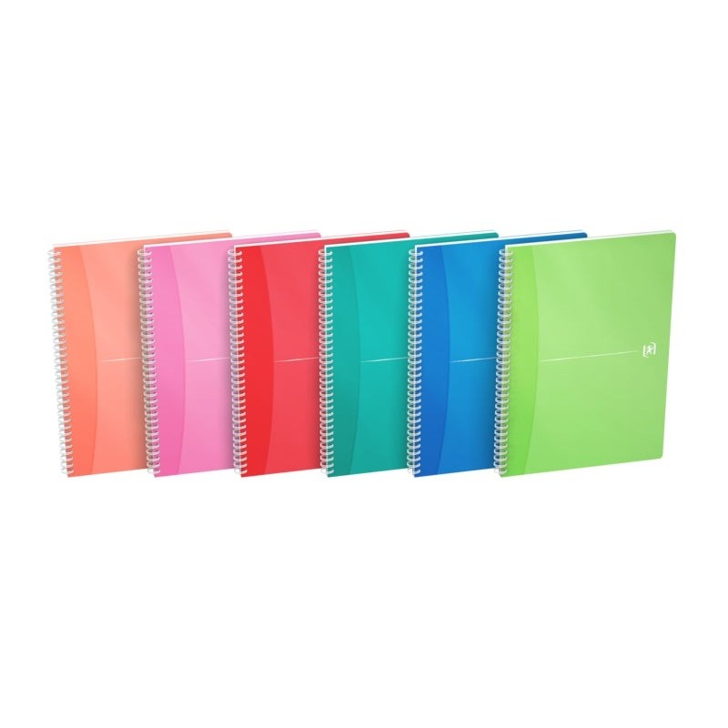 Oxford Office My Colours Caderno de Espiral A4 - Capa de Plástico - 5x5 - 90 Folhas - Cores Sortidas