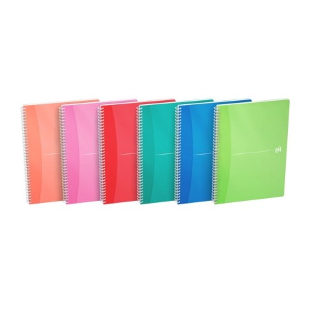 Oxford Office My Colours Cahier à Spirale A4 - Couverture Plastique - 5x5 - 90 Feuilles - Couleurs Assorties