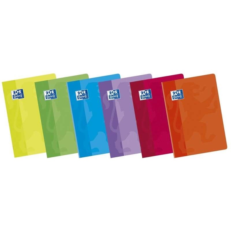 Oxford School Classic A5+ Tapa Blanda Libreta Grapada - Pauta 2.5 con Margen - 48 Hojas - Colores Surtidos