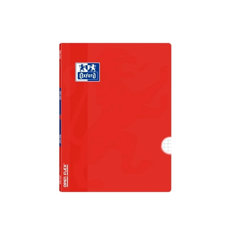 Oxford School Classic Openflex A4 - Sturdy Plastic Cover - Stapled Notebook 4x4 with Margin - 48 High-Quality Sheets - Red