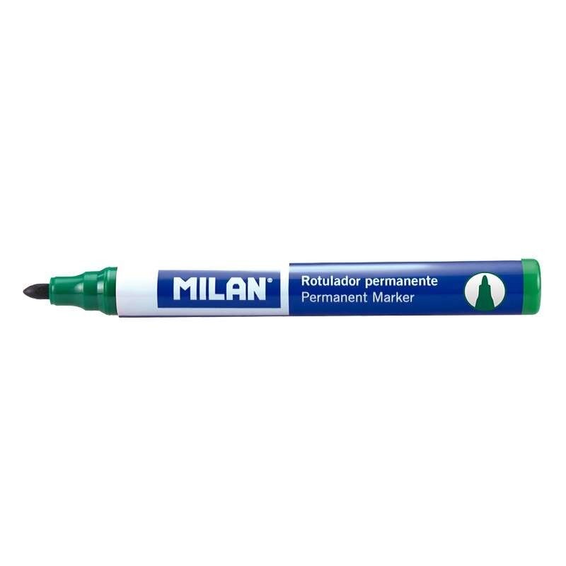 Milan Marcadores Permanentes com Ponta Redonda - Ponta 4 mm - Tinta à Base de Álcool - Cor Verde