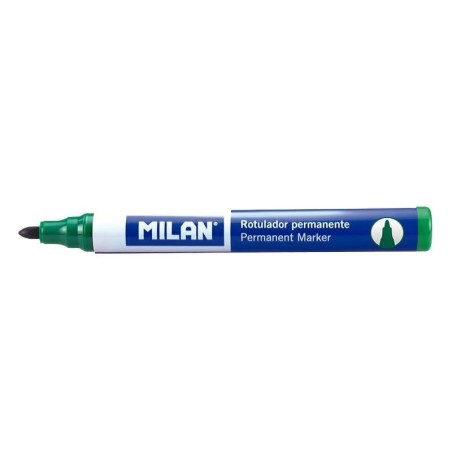 Milan Marcadores Permanentes com Ponta Redonda - Ponta 4 mm - Tinta à Base de Álcool - Cor Verde
